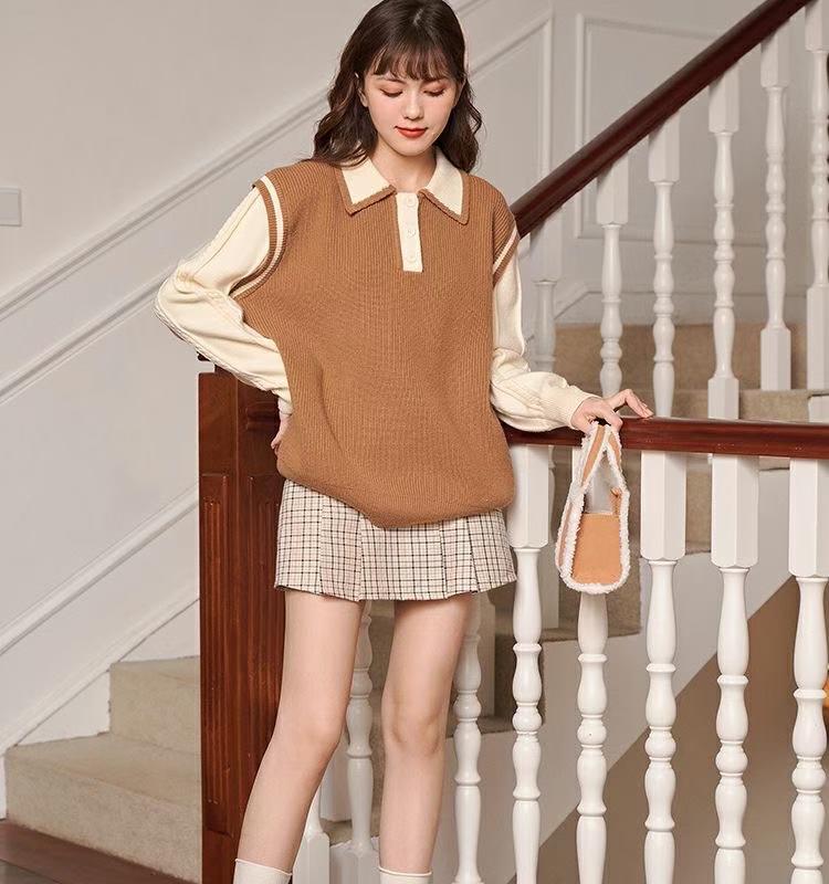 400pcs Women’s Cotton-Cashmere Feel Contrast Collar Knit Top Lot – Soft Preppy One-Size Sweater Stock with Individual Packaging – Easy Boutique Layering Style for Everyday Resale