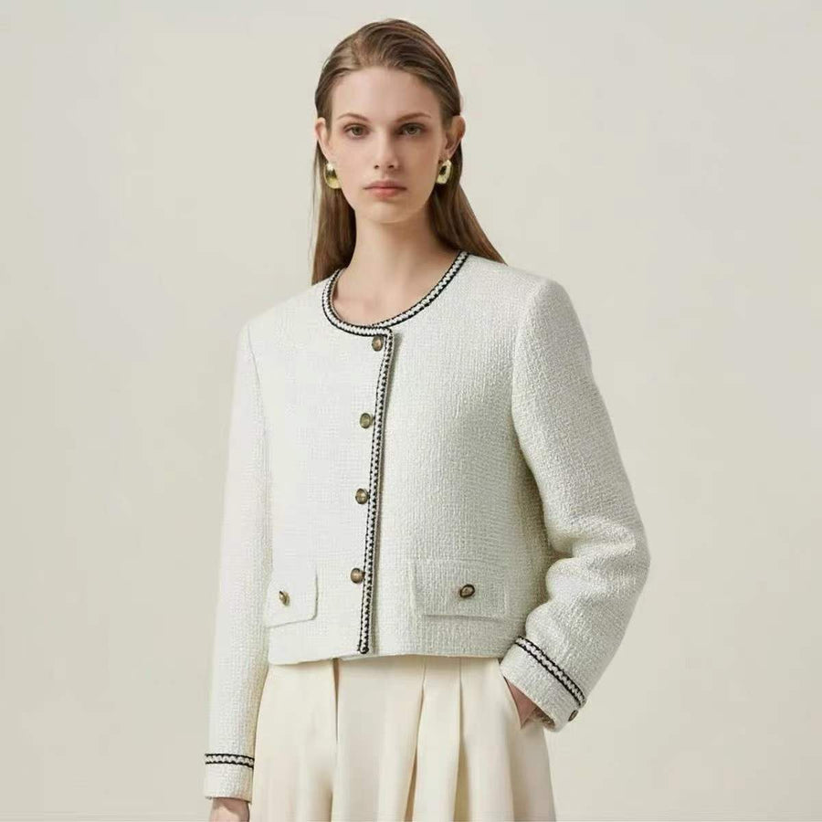 1200pcs Bulk Chanel-Style 85% White Duck Down Jackets - Classic Tweed-Textured Winter Outerwear - Take-All Liquidation Lot - High-Value Boutique Resale Inventory