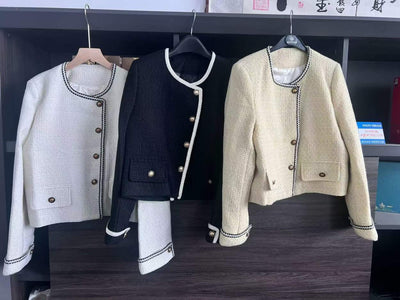 1200pcs Bulk Chanel-Style 85% White Duck Down Jackets - Classic Tweed-Textured Winter Outerwear - Take-All Liquidation Lot - High-Value Boutique Resale Inventory
