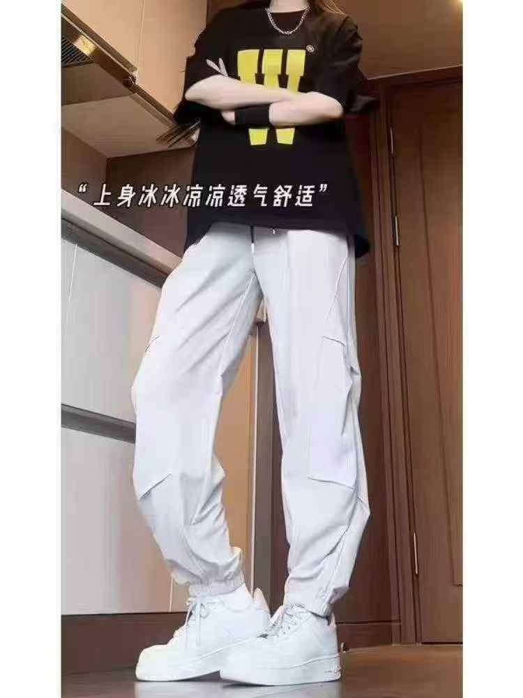 4000pcs Bulk Ice Silk Streetwear Joggers - NASA Style Aesthetic Techwear Pants - Take-All Liquidation - Breathable High-Drape Summer Casual Trousers - Boutique Ready Stock Lot