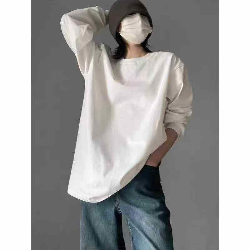 800pcs Wholesale 100% Cotton Long-Sleeve Tees - Essential Oversized Minimalist Crewneck Stock - Full Lot Liquidation - Premium Basic Apparel for Resellers