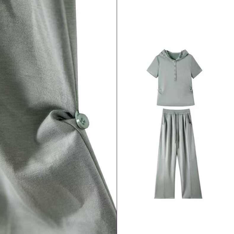 300 Sets Bulk 2-Piece Aesthetic Hooded Loungewear - 4-Color Assorted Cotton-Blend Pajama Set - Take-All Factory Tail Order - Relaxed Fit Wide-Leg Pant Co-ord