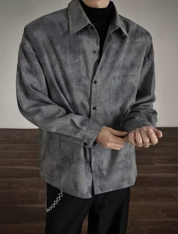 800pcs Men's Vintage Minimalist Long Sleeve Shirt Lot – Naples Inspired Retro Smart Casual Button-Up – Neutral Grey Tail Order Stock – $1.90 Factory Clearance – Boutique Reseller Friendly Menswear Inventory