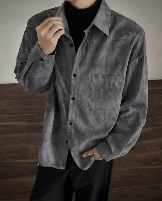 800pcs Men's Vintage Minimalist Long Sleeve Shirt Lot – Naples Inspired Retro Smart Casual Button-Up – Neutral Grey Tail Order Stock – $1.90 Factory Clearance – Boutique Reseller Friendly Menswear Inventory
