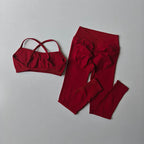Custom Logo Seamless Gym Sportswear Backless Yoga Set Nylon Spandex Knit Seamless Yoga Set