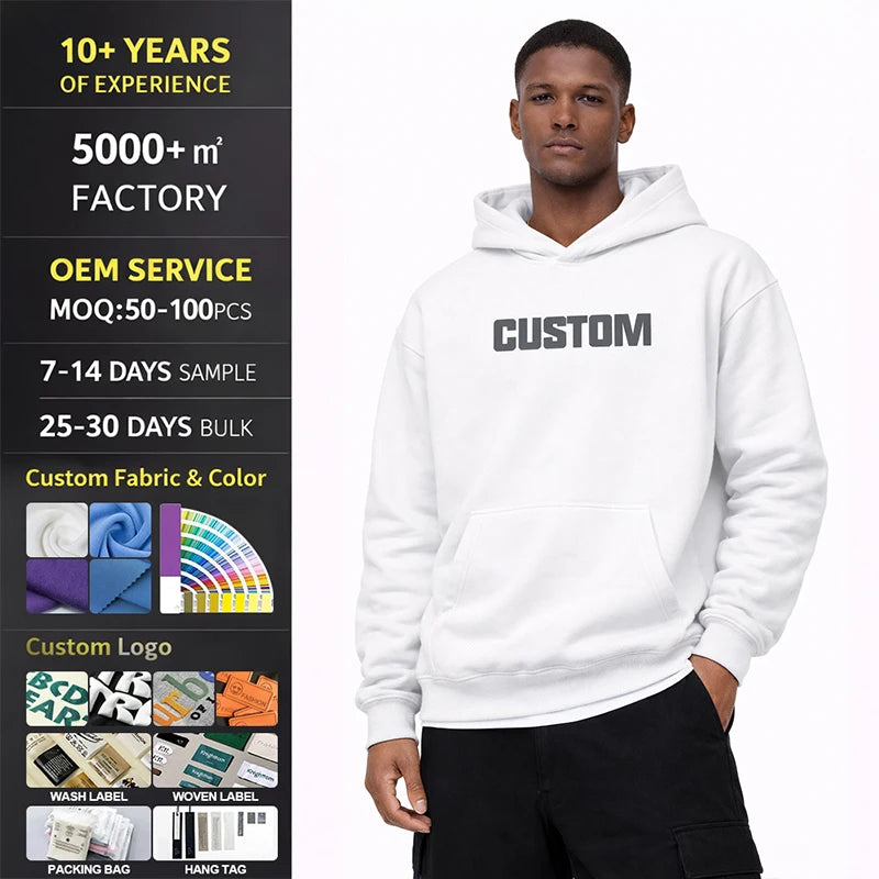 Combed Cotton Fleece Heavyweight Pullover Hoodie