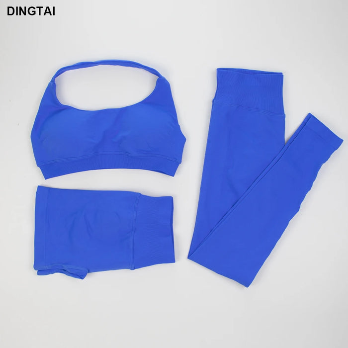 Seamless Ribbed Nylon-Spandex Women's Gym Set 2-Piece Sports Bra and Leggings