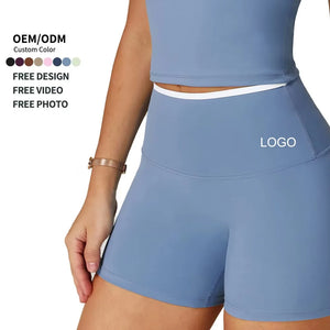 Custom Logo Seamless High Waisted Women Yoga Shorts Activewear
