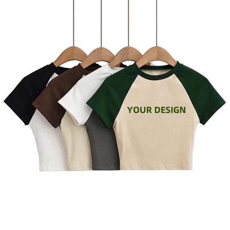 Custom 220-260 GSM 100% Cotton Ribbed Raglan Sleeve Graphic Baby Tee | Custom Logo T-Shirts