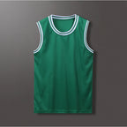 Lightweight 100% Polyester Stripe Trim Basketball Jersey | Custom Sleeveless Tank Tops