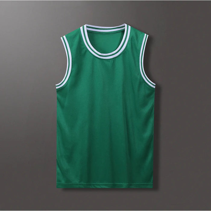 Lightweight 100% Polyester Stripe Trim Basketball Jersey | Custom Sleeveless Tank Tops