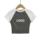 Custom 220-260 GSM 100% Cotton Ribbed Raglan Sleeve Graphic Baby Tee | Custom Logo T-Shirts