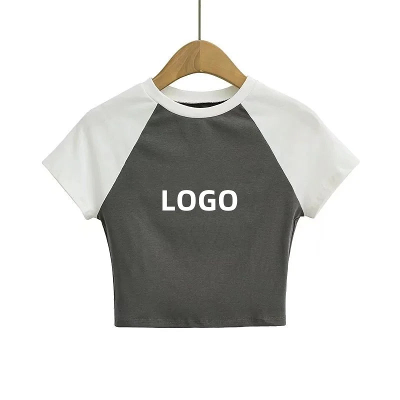 Custom 220-260 GSM 100% Cotton Ribbed Raglan Sleeve Graphic Baby Tee | Custom Logo T-Shirts