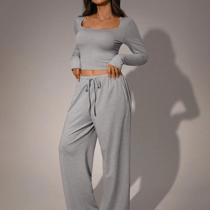 230grams Knitted Cotton Silk Screen Printed Two Piece Set Crop Top Women