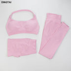 Seamless Ribbed Nylon-Spandex Women's Gym Set 2-Piece Sports Bra and Leggings