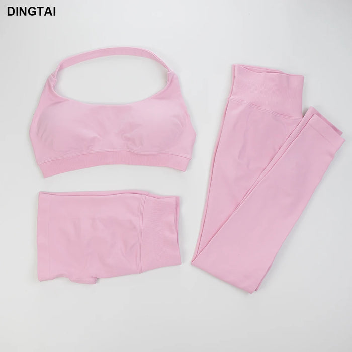 Seamless Ribbed Nylon-Spandex Women's Gym Set 2-Piece Sports Bra and Leggings