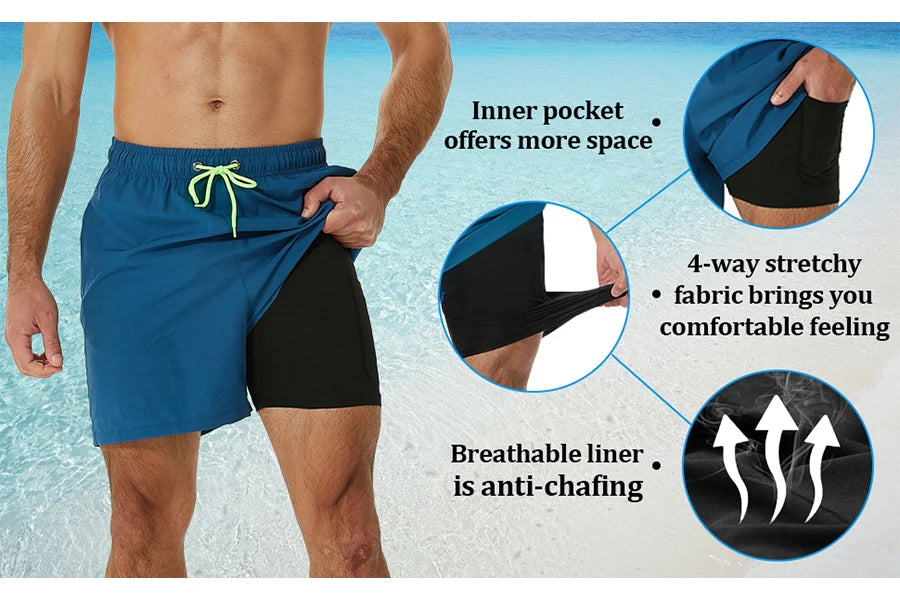 Custom Logo 2 in 1 Running Shorts Men Athletic Training Shorts