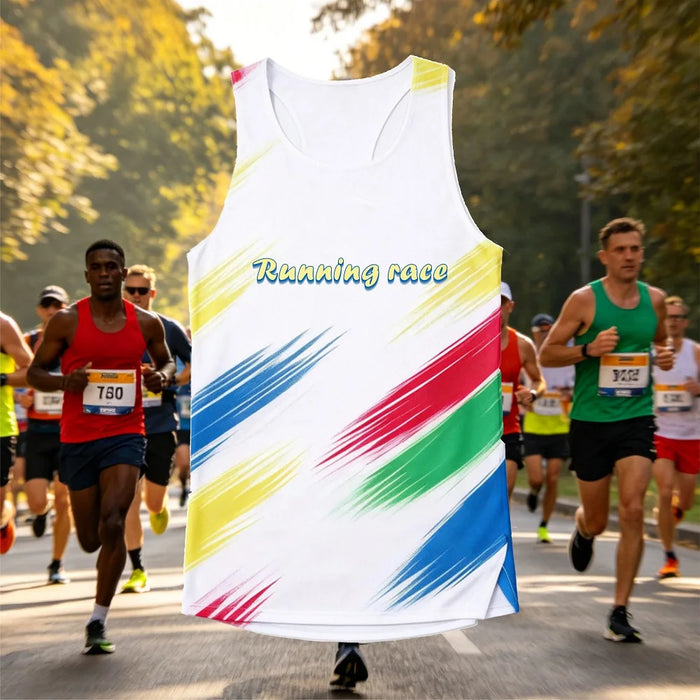 100% Polyester 140g Sublimation Race Tank | Custom Sleeveless Running Top