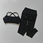 Custom Logo Seamless Gym Sportswear Backless Yoga Set Nylon Spandex Knit Seamless Yoga Set