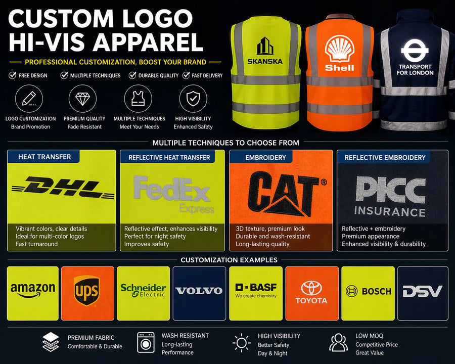 100% Polyester Fluorescent Reflective Safety Hoodie with Utility Pockets