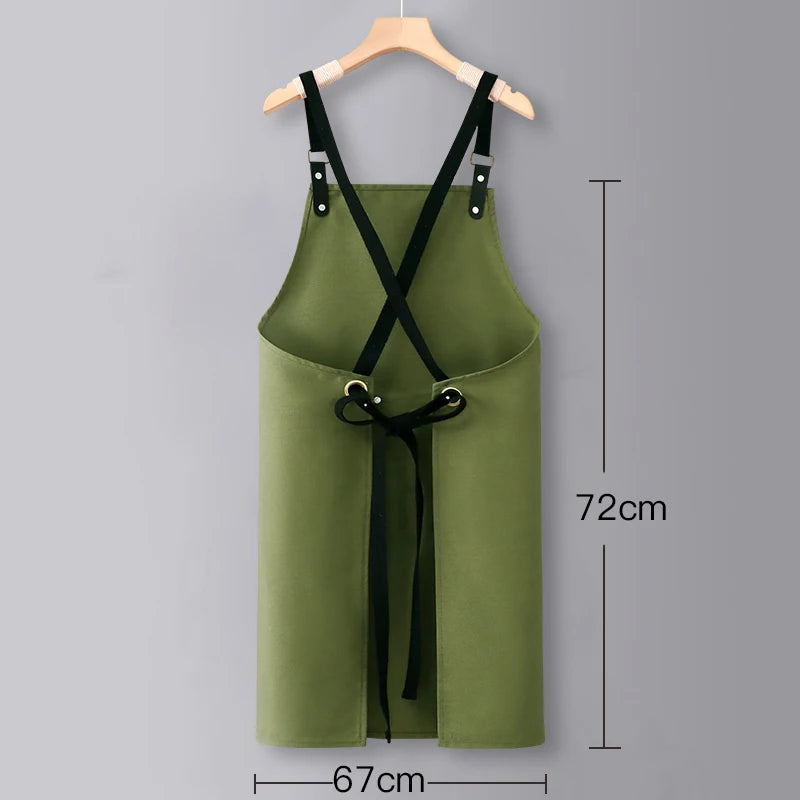 Adjustable Heavyweight Waxed Cotton Canvas Multi-Pocket Work Apron