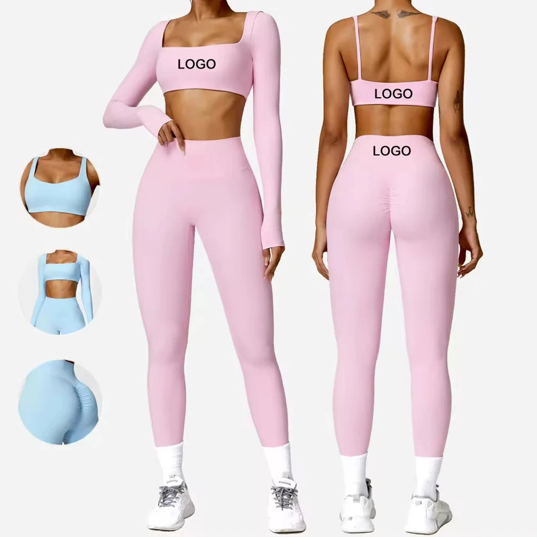 Nylon Spandex Seamless Knitted Scrunch Leggings Sports Outfit