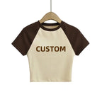 Custom 220-260 GSM 100% Cotton Ribbed Raglan Sleeve Graphic Baby Tee | Custom Logo T-Shirts