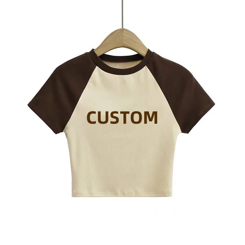 Custom 220-260 GSM 100% Cotton Ribbed Raglan Sleeve Graphic Baby Tee | Custom Logo T-Shirts