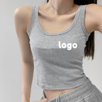 Customized Knitted Spandex Cotton Crop Tank Top for Summer
