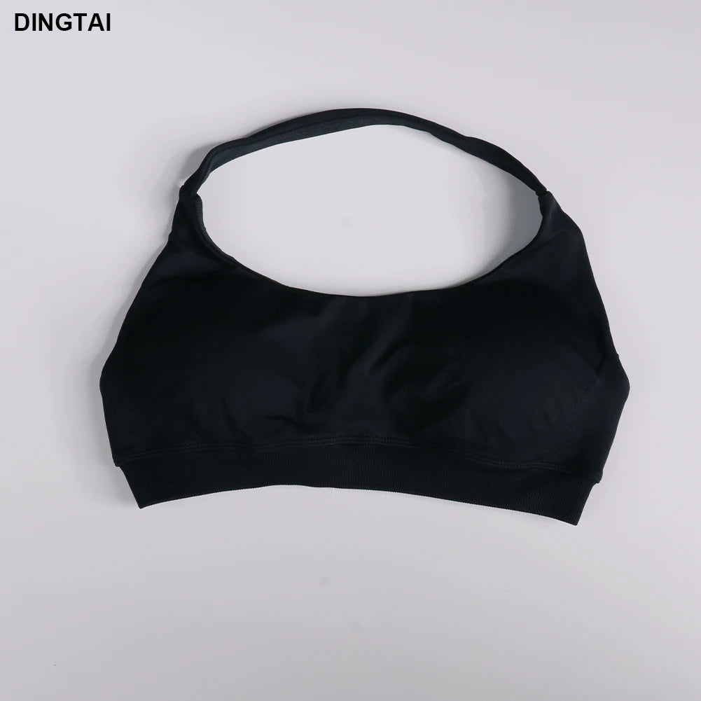 Seamless Ribbed Nylon-Spandex Women's Gym Set 2-Piece Sports Bra and Leggings