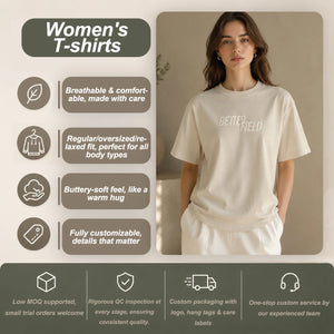 Cotton Women Blank T-Shirt for Logo Printing & OEM Apparel