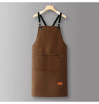 Adjustable Heavyweight Waxed Cotton Canvas Multi-Pocket Work Apron