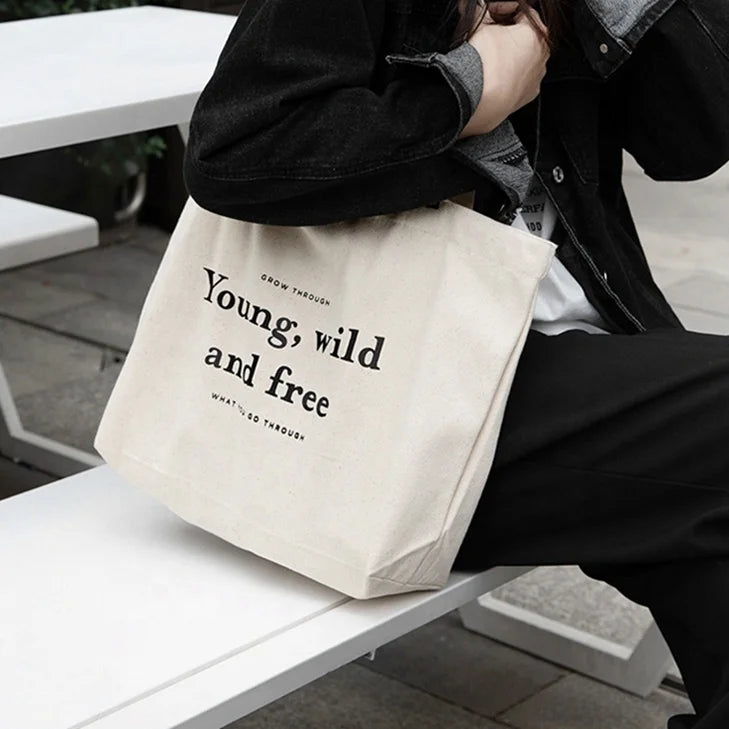 Recycled Cotton Plain Woven Foldable Tote Bag