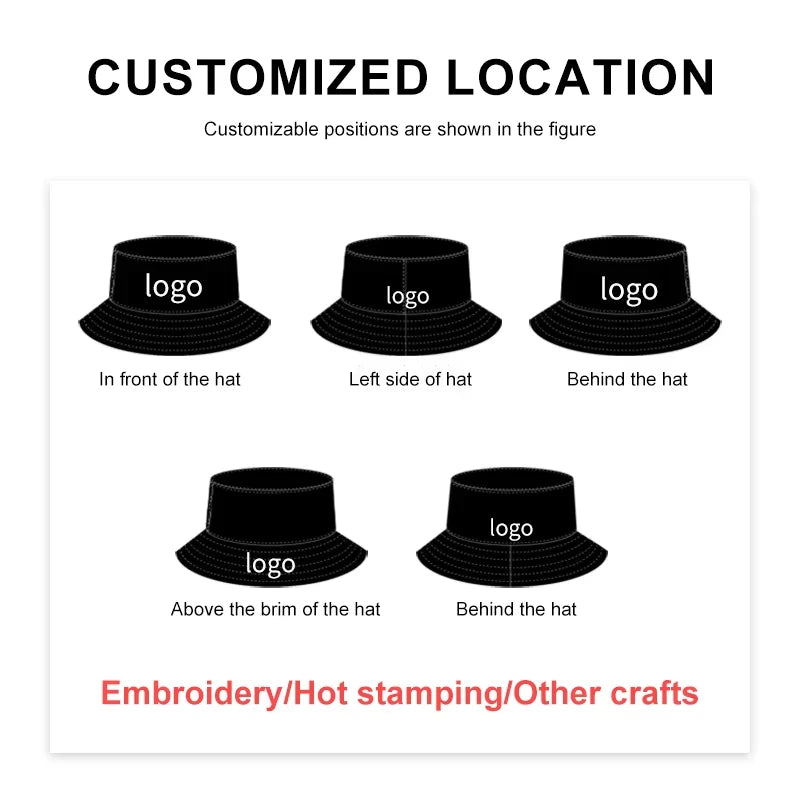 Cotton Custom Embroidery Print Fisherman Basin Bucket Hat | High Quality Adult Fishing Caps