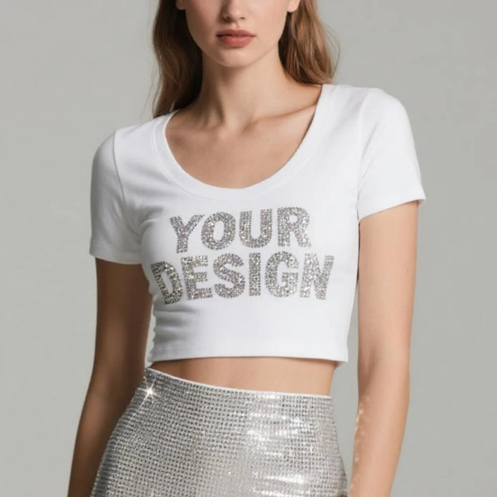 Custom Made Women's Loose Fit Short Sleeve Crop Top Custom Fit Summer Knitted Top 210g Spandex Cotton Crop Shirt