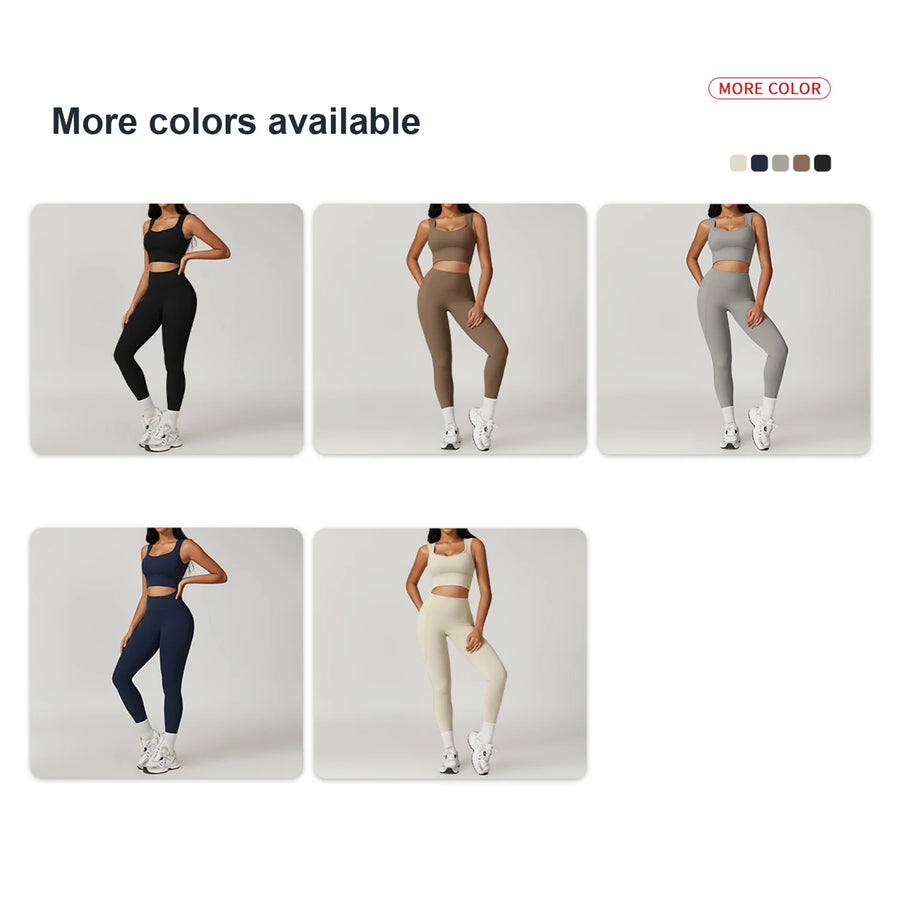 Nylon Spandex Interlock Knit Four-Way Stretch 5-Piece Fitness Workout Set