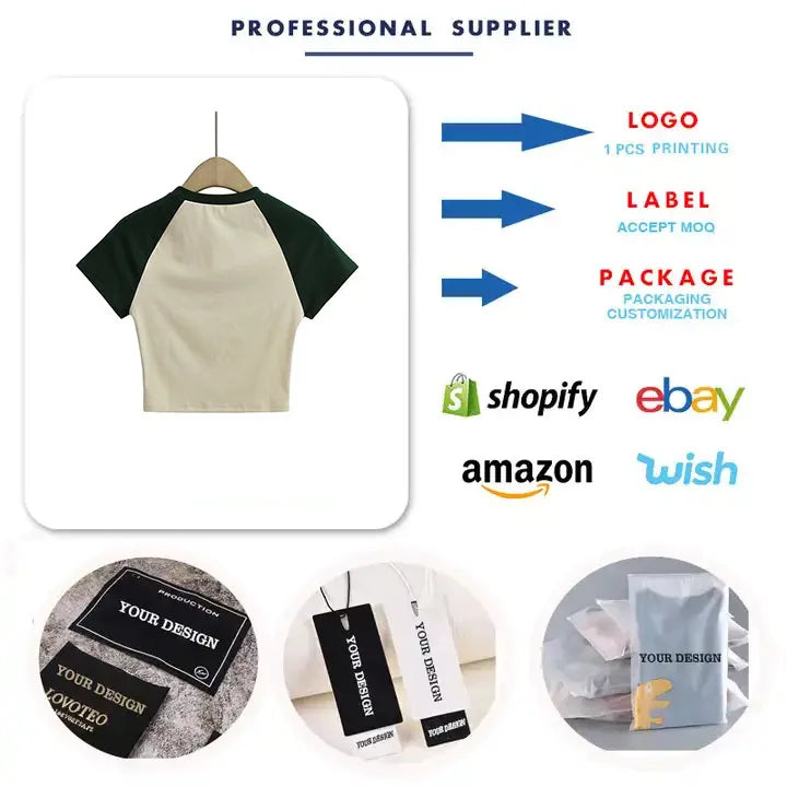Custom 220-260 GSM 100% Cotton Ribbed Raglan Sleeve Graphic Baby Tee | Custom Logo T-Shirts