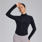 Custom logo Fitness Sports Yoga Jacket High Waist Leggings 2 Pcs Nylon Spandex Interlock Slim Fit Yoga Jacket