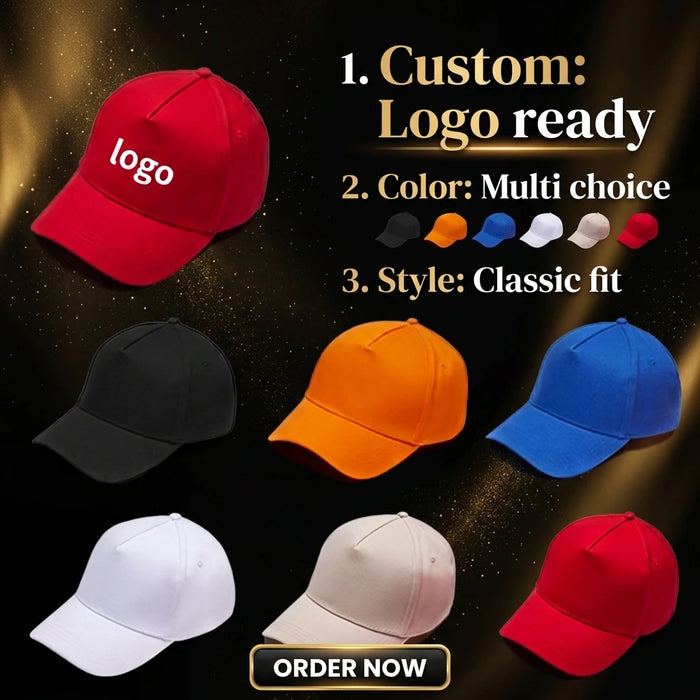 Customized Wholesale Common Fabric 3D Embroidery 5 Panel Caps for Sports Club Uniforms