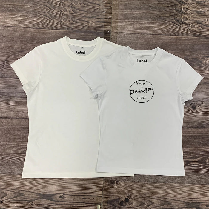 Custom Woman Slim Fit Crew Neck T-Shirt Screen Print Knitted Cotton