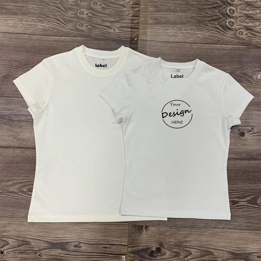 Custom Woman Slim Fit Crew Neck T-Shirt Screen Print Knitted Cotton