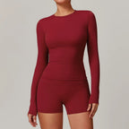 Nylon Spandex Interlock Knit Long Sleeve Workout Top