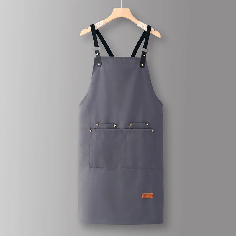 Adjustable Heavyweight Waxed Cotton Canvas Multi-Pocket Work Apron
