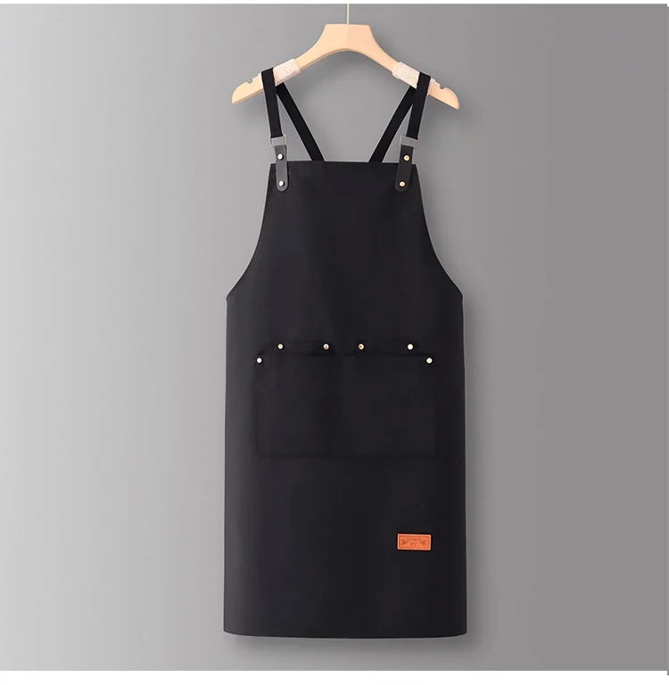 Adjustable Heavyweight Waxed Cotton Canvas Multi-Pocket Work Apron