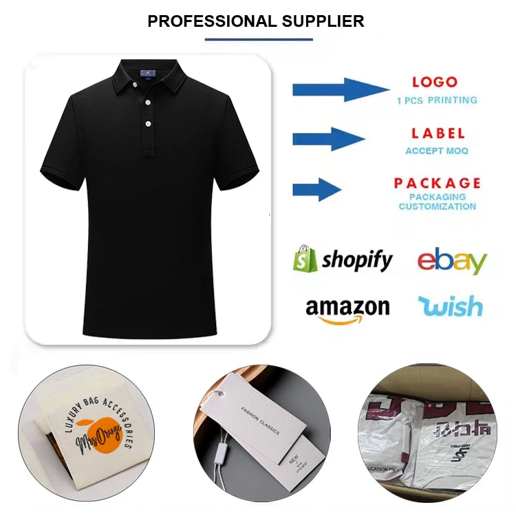 Premium Quality Custom Logo Polo Collar Shirt Nylon Spandex Plain Custom Polo Shirts for Men