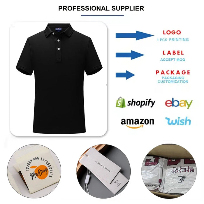Premium Quality Custom Logo Polo Collar Shirt Nylon Spandex Plain Custom Polo Shirts for Men