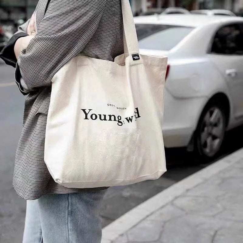 Recycled Cotton Plain Woven Foldable Tote Bag