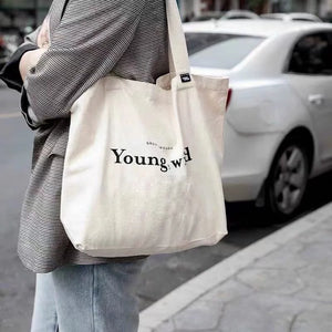 Recycled Cotton Plain Woven Foldable Tote Bag