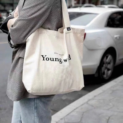 Recycled Cotton Plain Woven Foldable Tote Bag
