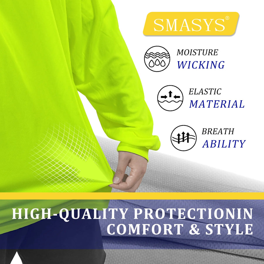 High-Visibility Birdseye Mesh Reflective Dry-Fit Safety Work T-Shirt